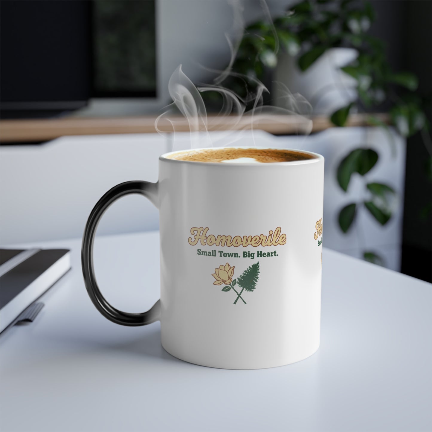 Hometown Floral Color-Changing Mug — "Homeville: Small Town. Big Heart." (11oz)